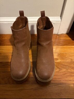 Brown Leather Platform Ankle Boots size 8